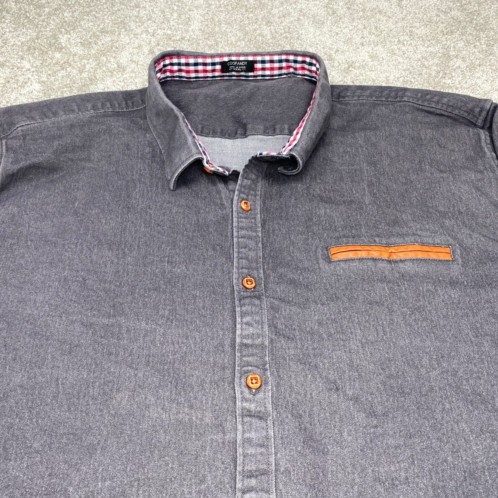 Denime Coofandy Shirt Mens 4XL Gray Denim Long Sleeve Button-Up Shirt Adult 4XL Gray Denim Long Sleeve Button-Up 6960 Size US XXL / EU 58 / 5 - 4 Thumbnail