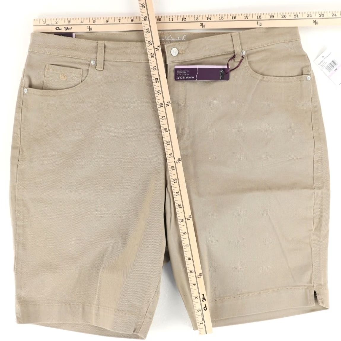 Gloria Vanderbilt Gloria Vanderbilt Stretch Amanda Cotton Twill Golf Shorts Tan Women's 22 Size 40" / US 18 - 3 Thumbnail