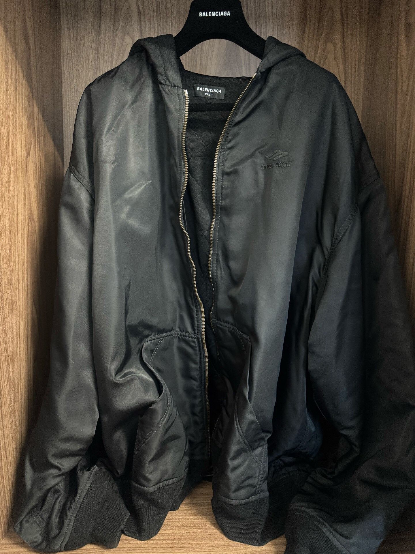 Balenciaga Balenciaga Nylon Satin Zip Hooded Jacket Size US S / EU 44-46 / 1 - 1 Thumbnail