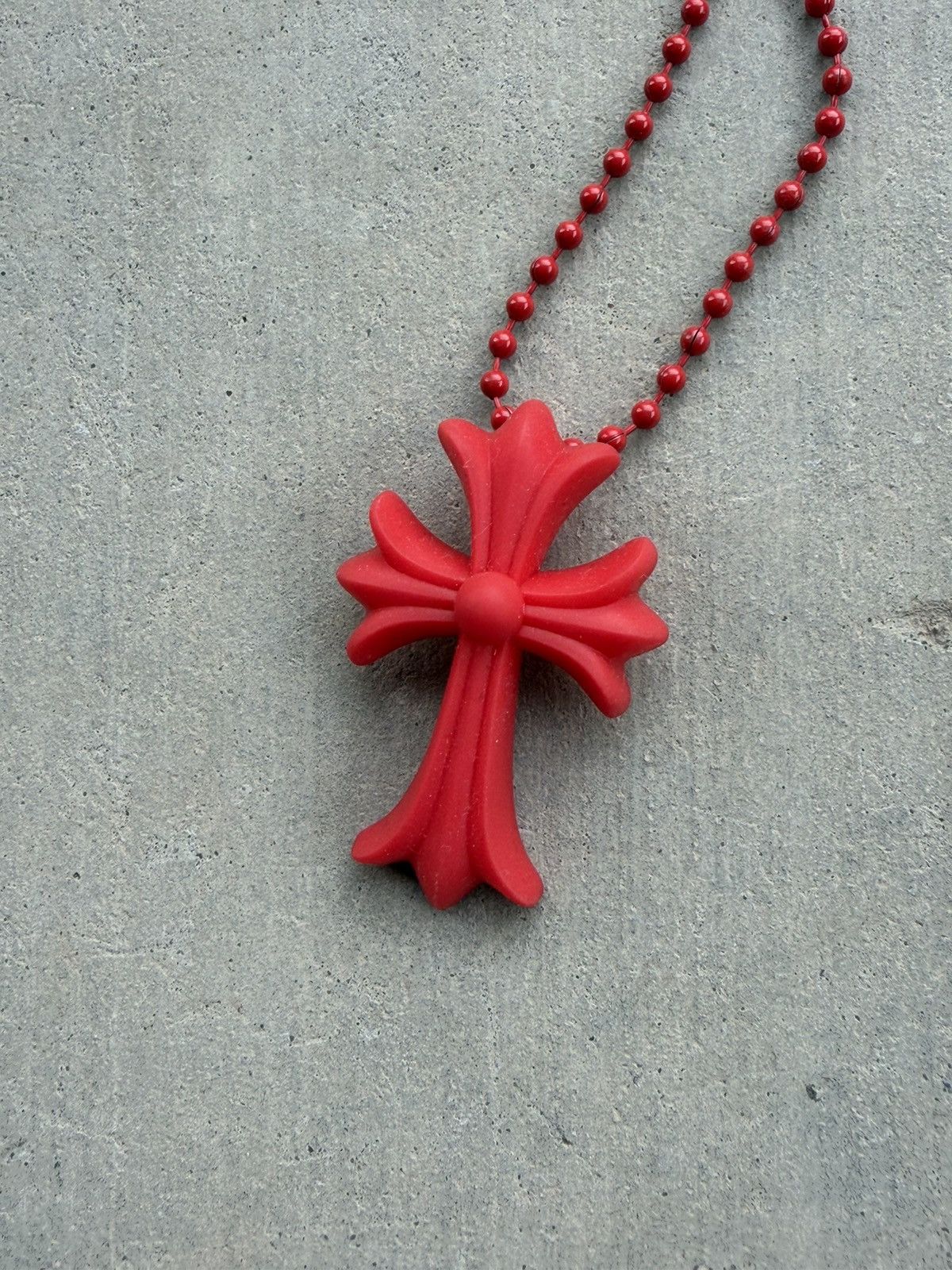 Chrome Hearts Chrome Hearts Silichrome Cross Necklace Red Brand New Size ONE SIZE - 2 Thumbnail