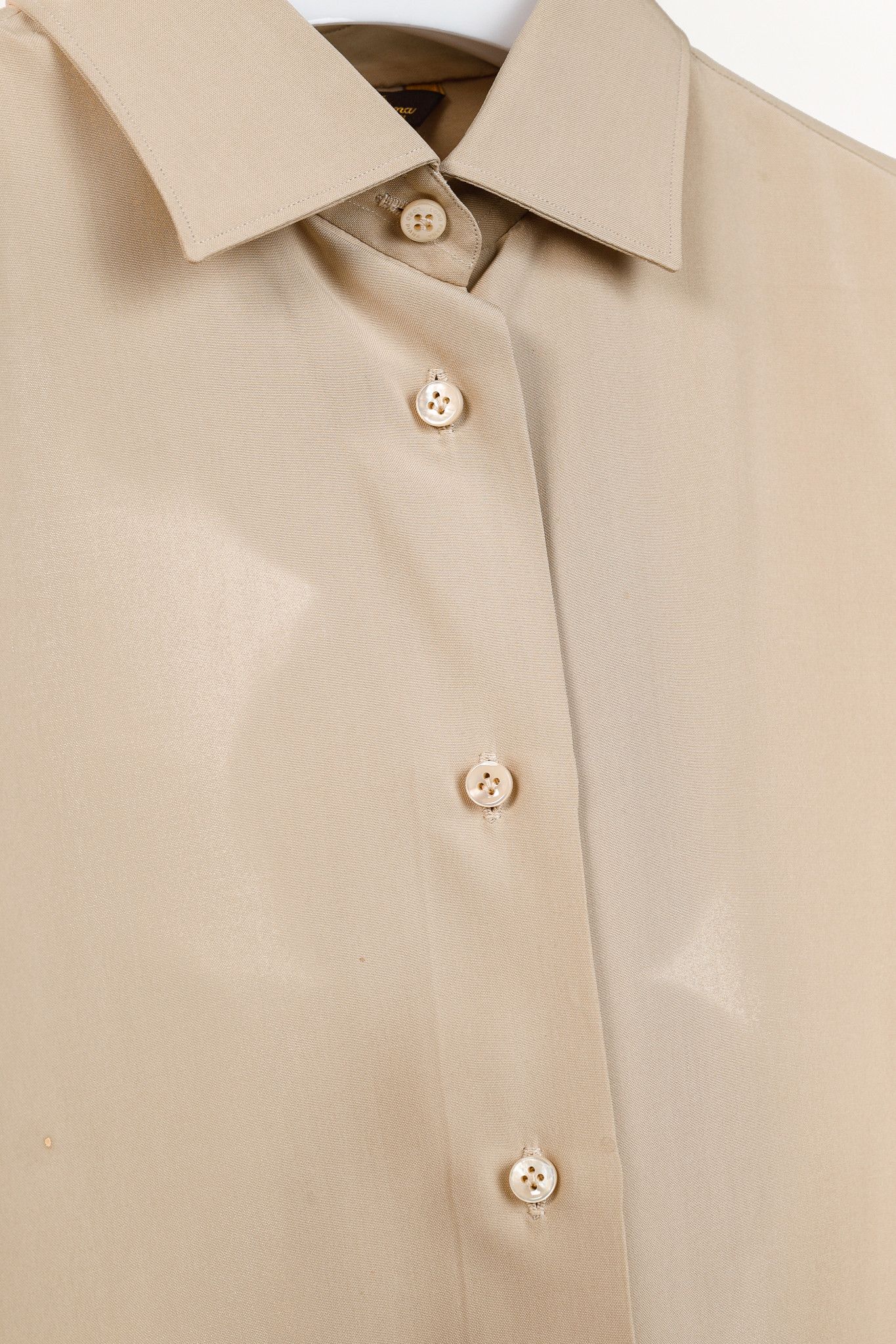 Loro Piana Loro Piana Tan Silk Buttoned Long-Sleeve Shirt Size S / US 4 / IT 40 - 7 Thumbnail