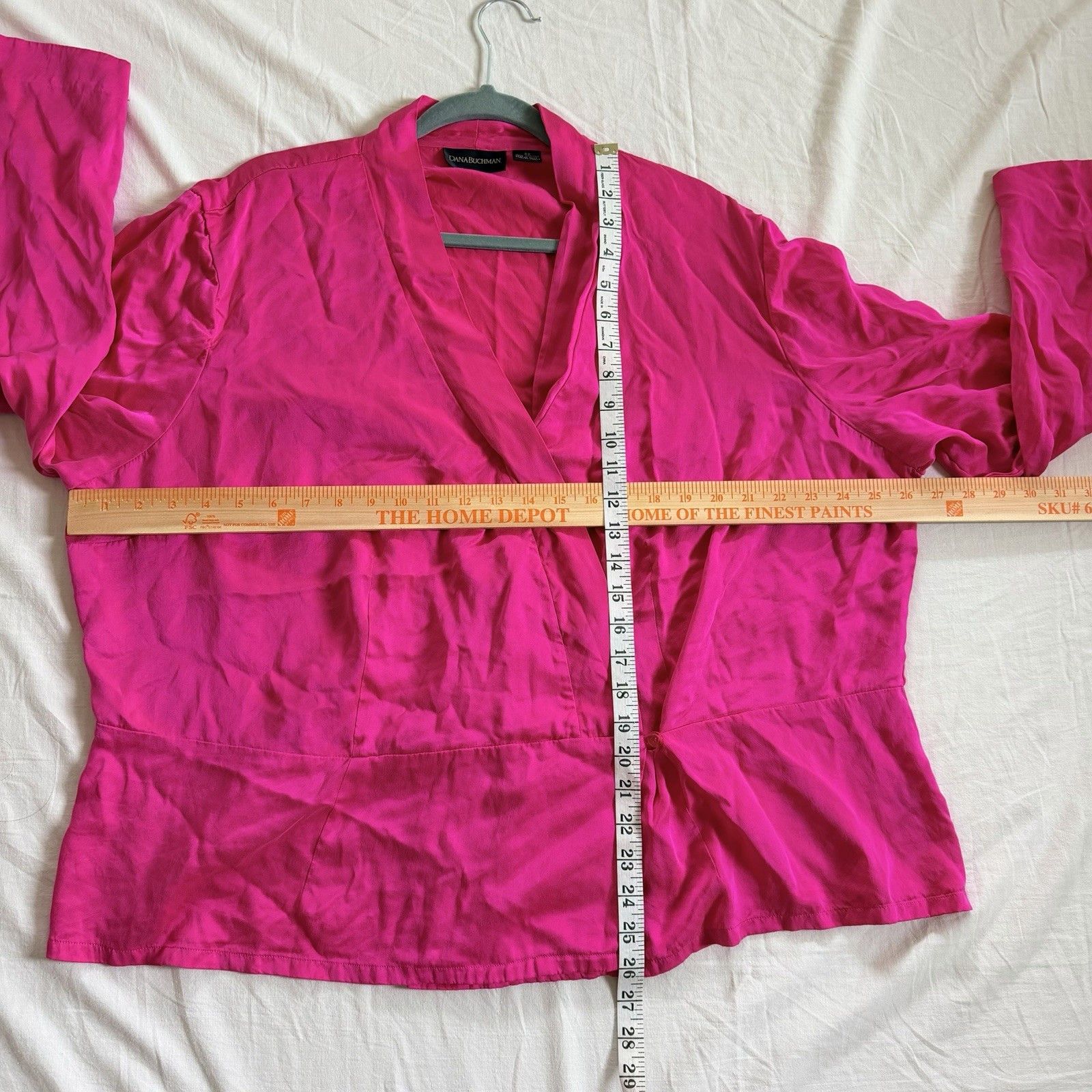 Other Dana Buchman 100% Silk Wrap Blouse Womens 22 Pink Fuchsia Size 3XL / US 20-22 - 10 Thumbnail