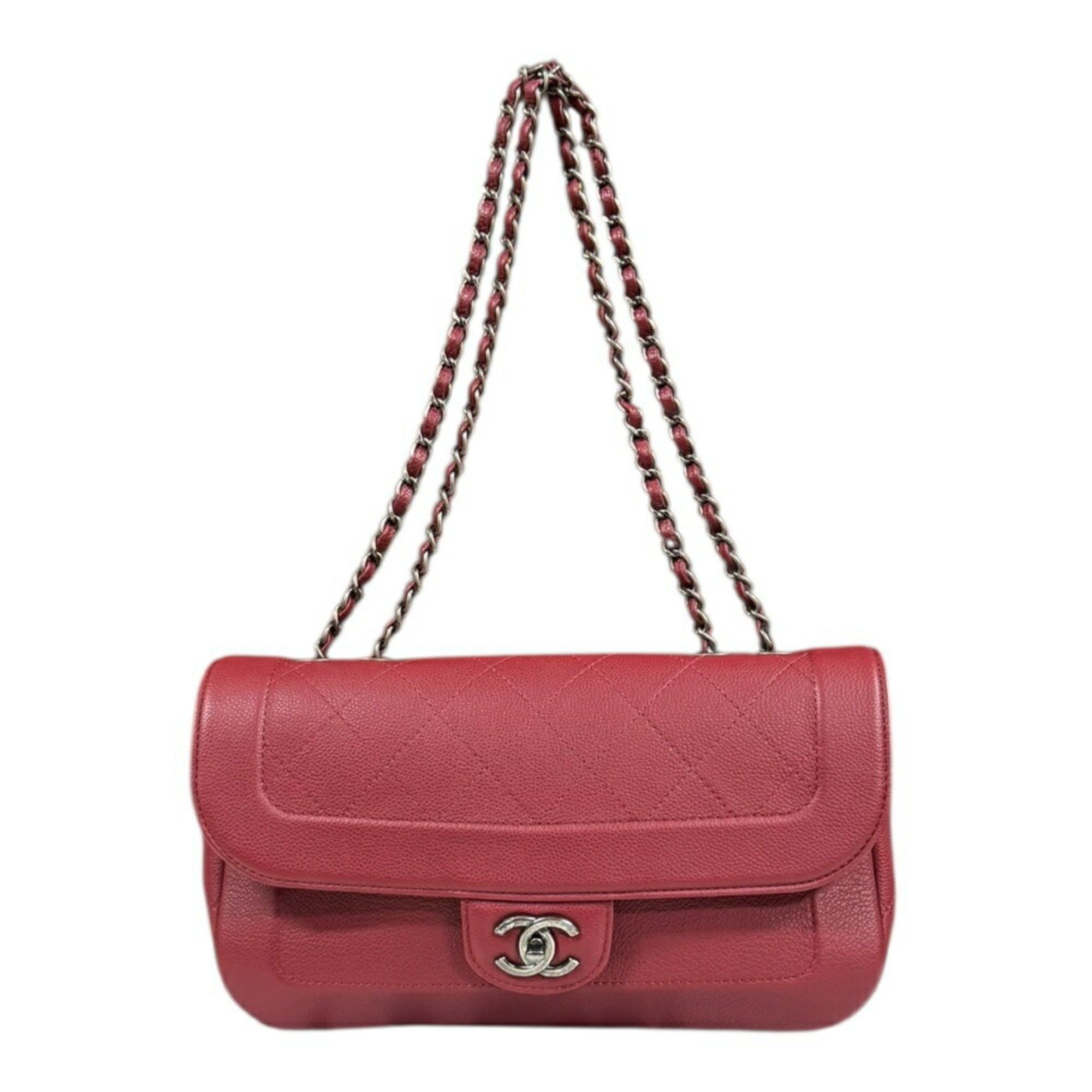 Chanel CHANEL Matelasse Shoulder Bag Leather Red Women's W Chain Size ONE SIZE - 1 Thumbnail