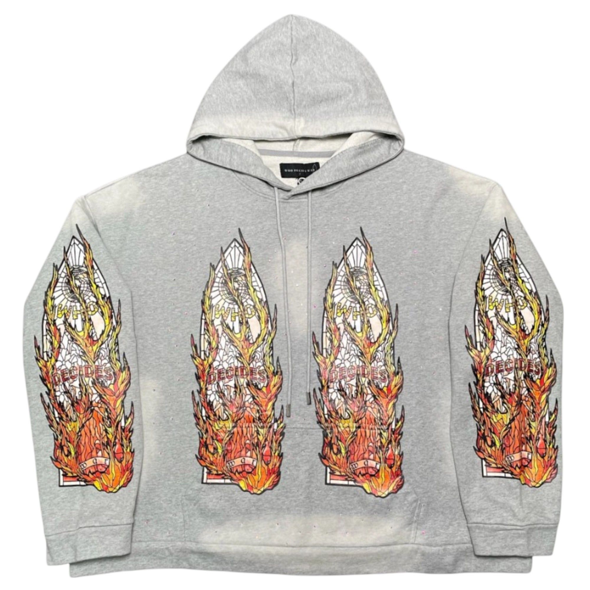 Who Decides War Flame Glass Hooded Sweatshirt Grey Size US XXS / EU 40 - 1 Thumbnail
