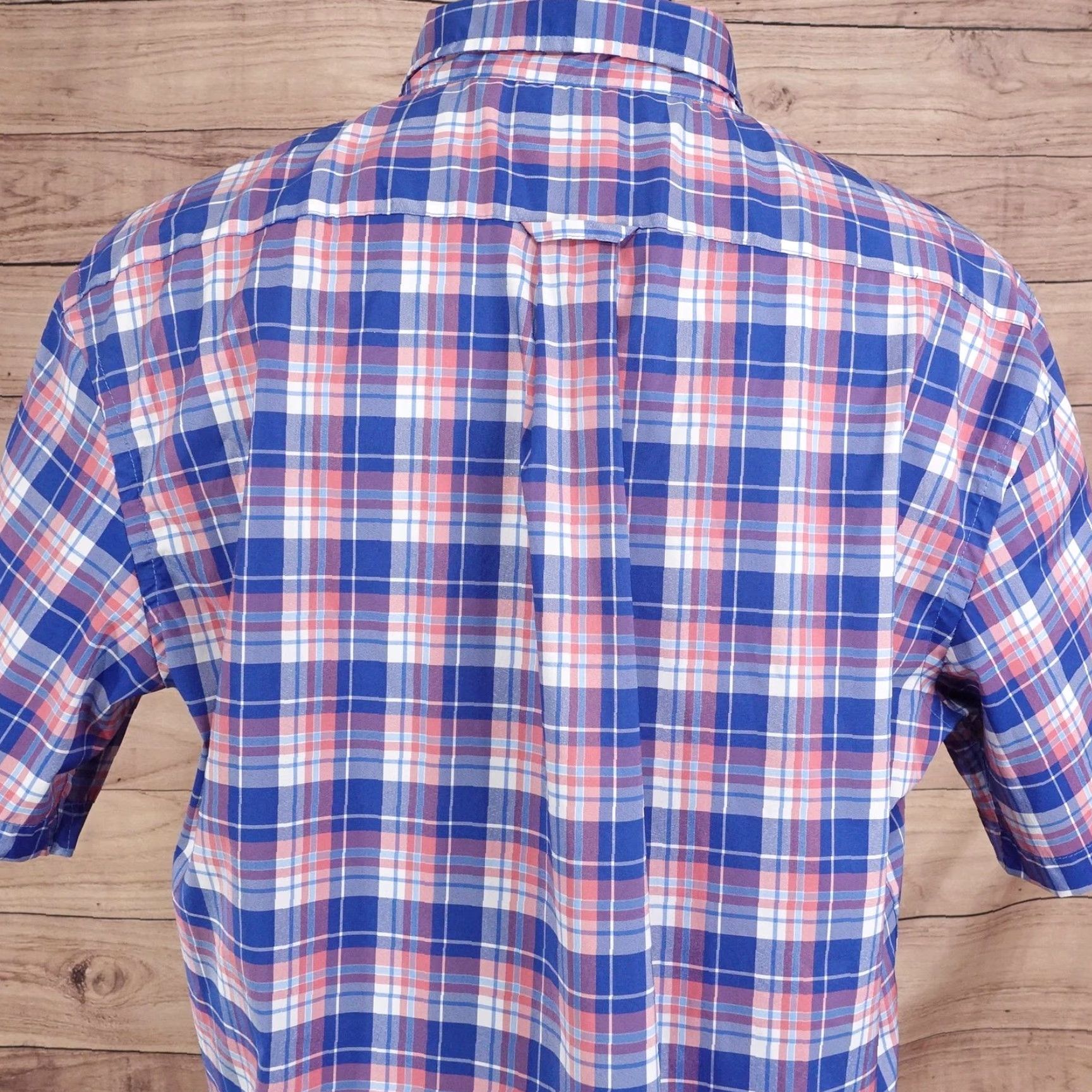 Izod IZOD Shirt Mens XL Blue Plaid Short Sleeve Button-Up Polyester Performance Size US XL / EU 56 / 4 - 5 Thumbnail
