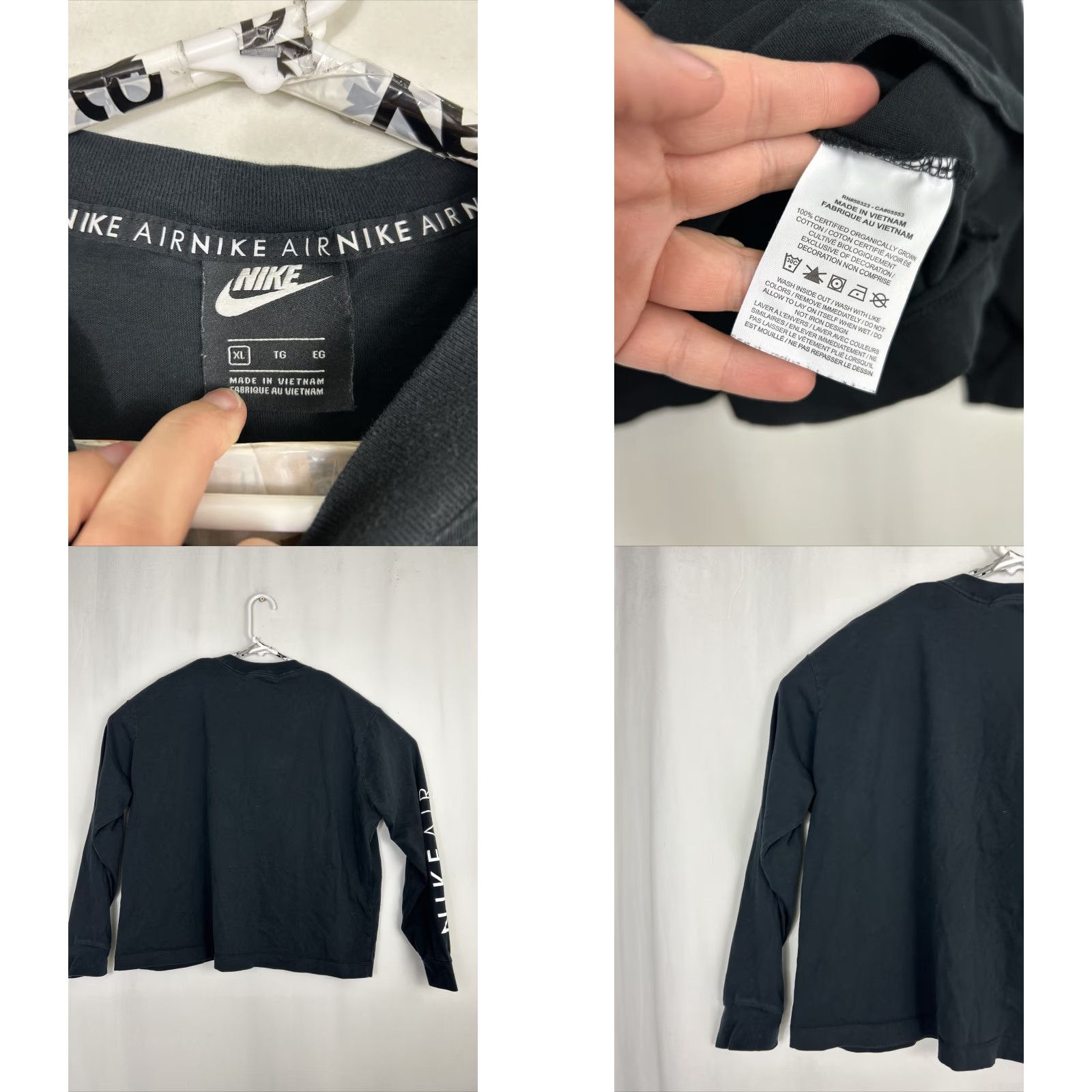 Nike Nike Air Logo Long Sleeve T Shirt Womens XL Black Regular Fit Oversized Breathable Activewear Logo CZ4020 010 Size XL / US 12-14 / IT 48-50 - 8 Thumbnail