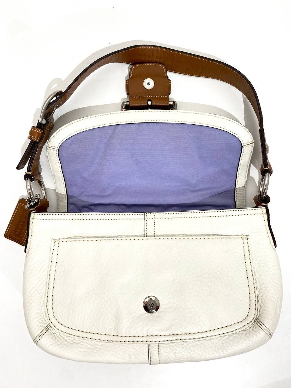 Coach Coach SOHO Saddle White Leather Shoulder Hand Bag Size ONE SIZE - 4 Thumbnail