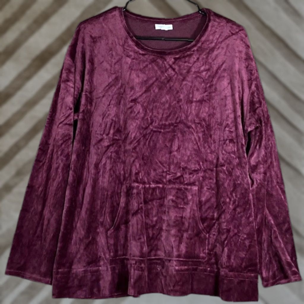 J. Jill Pure Jill Womens Sweater Burgundy Velvet Pullover Soft Pima Modal Blend XL Size XL / US 12-14 / IT 48-50 - 1 Thumbnail