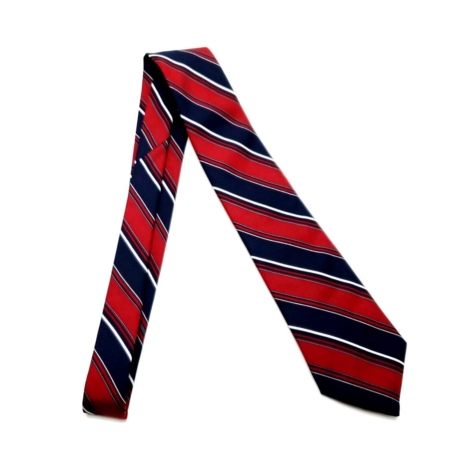 Henry Grethel Henry Grethel Polyester Tie Blue Red Striped Short Size ONE SIZE - 7 Thumbnail