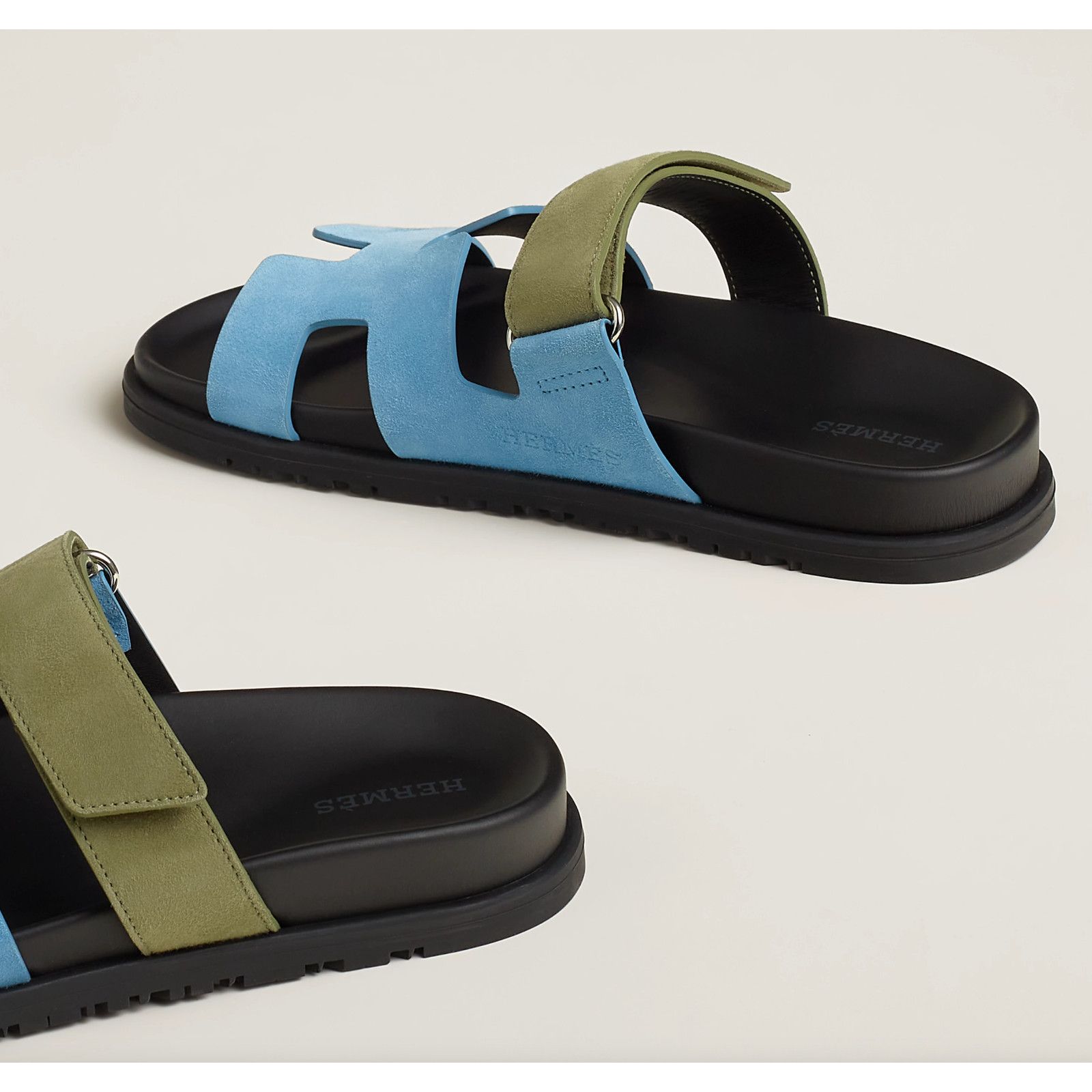 Hermes Hermes Chypre Sandal Blue Cameo Vert Celadon Green Strap Size US 7.5 / IT 37.5 - 12 Thumbnail