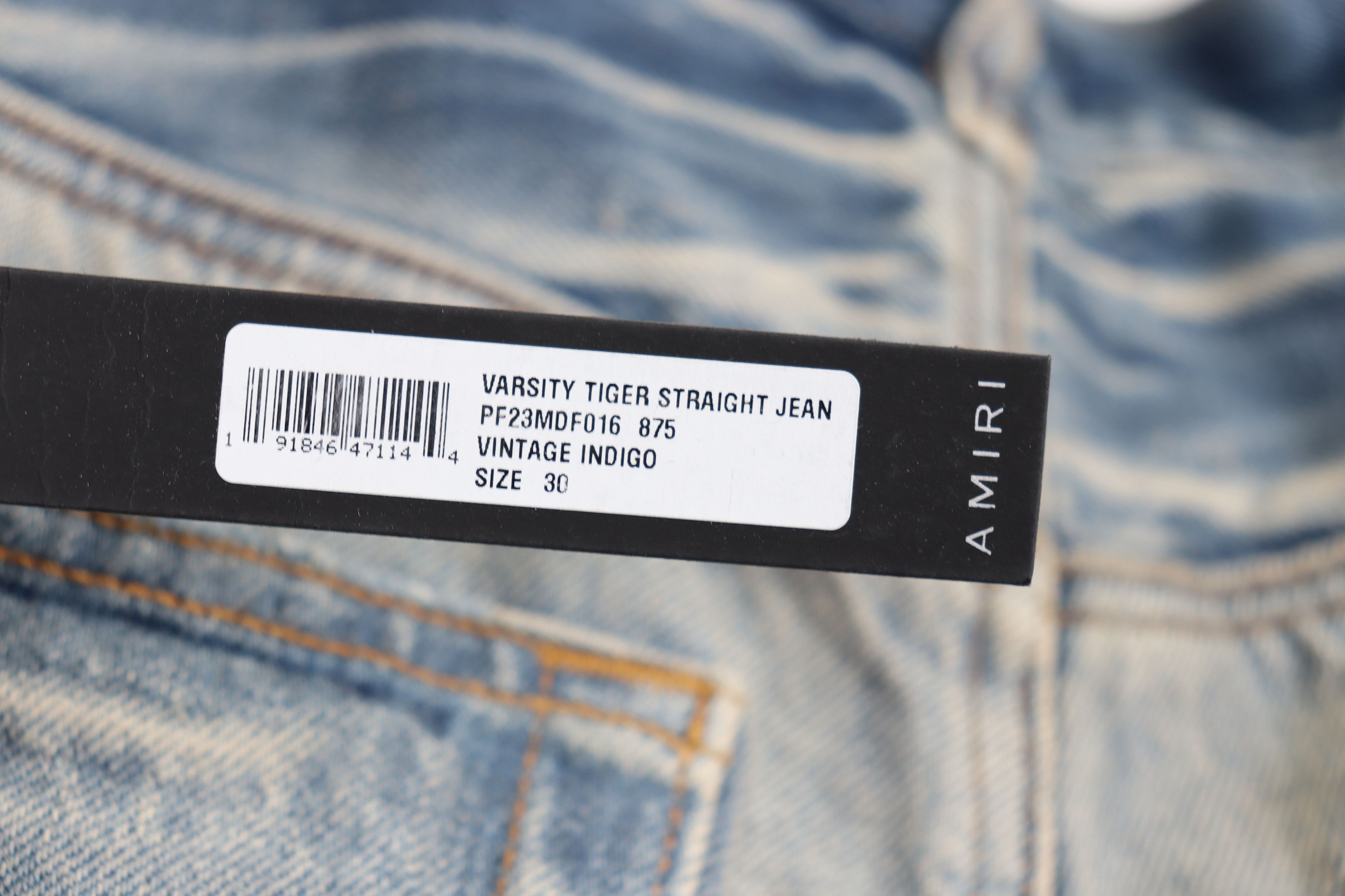 Amiri o1rshd Varsity Tiger Straight Jeans in Vintage Indigo Size US 30 / EU 46 - 9 Thumbnail