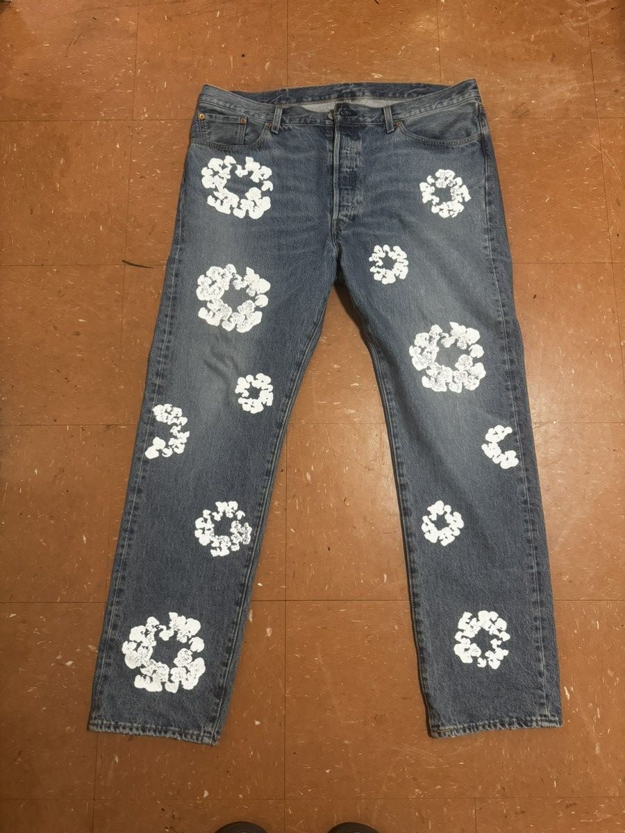 image of Denim Tears Cotton Wreath Jean in Blue, Men's (Size 40)