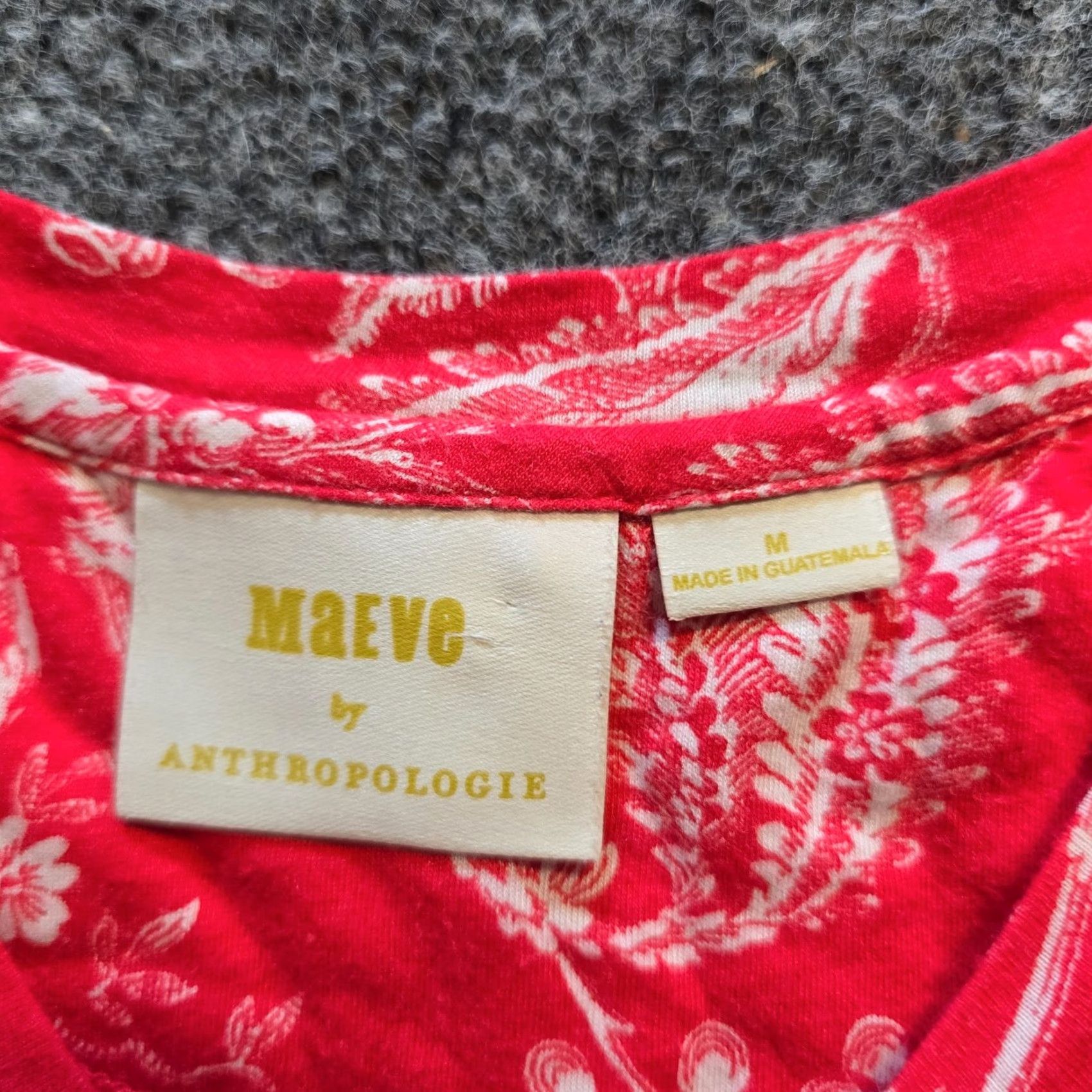 Vintage Maeve Top Womens Medium Pink Red Floral Tie Waist Tee Short Sleeve Anthro Shirt Size M / US 6-8 / IT 42-44 - 4 Thumbnail