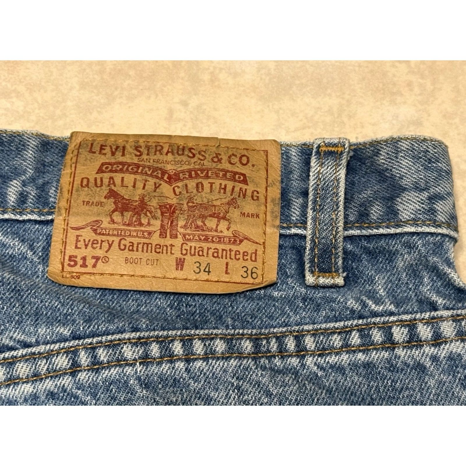 Levi's VINTAGE Levi’s 517 Bootcut Jeans 34x36 Men 32x34 Medium Wash USA 1298 Denim 5-Pocket Logo Zipper Button Cotton Slim Regular Inseam 34” Size US 32 / EU 48 - 5 Thumbnail