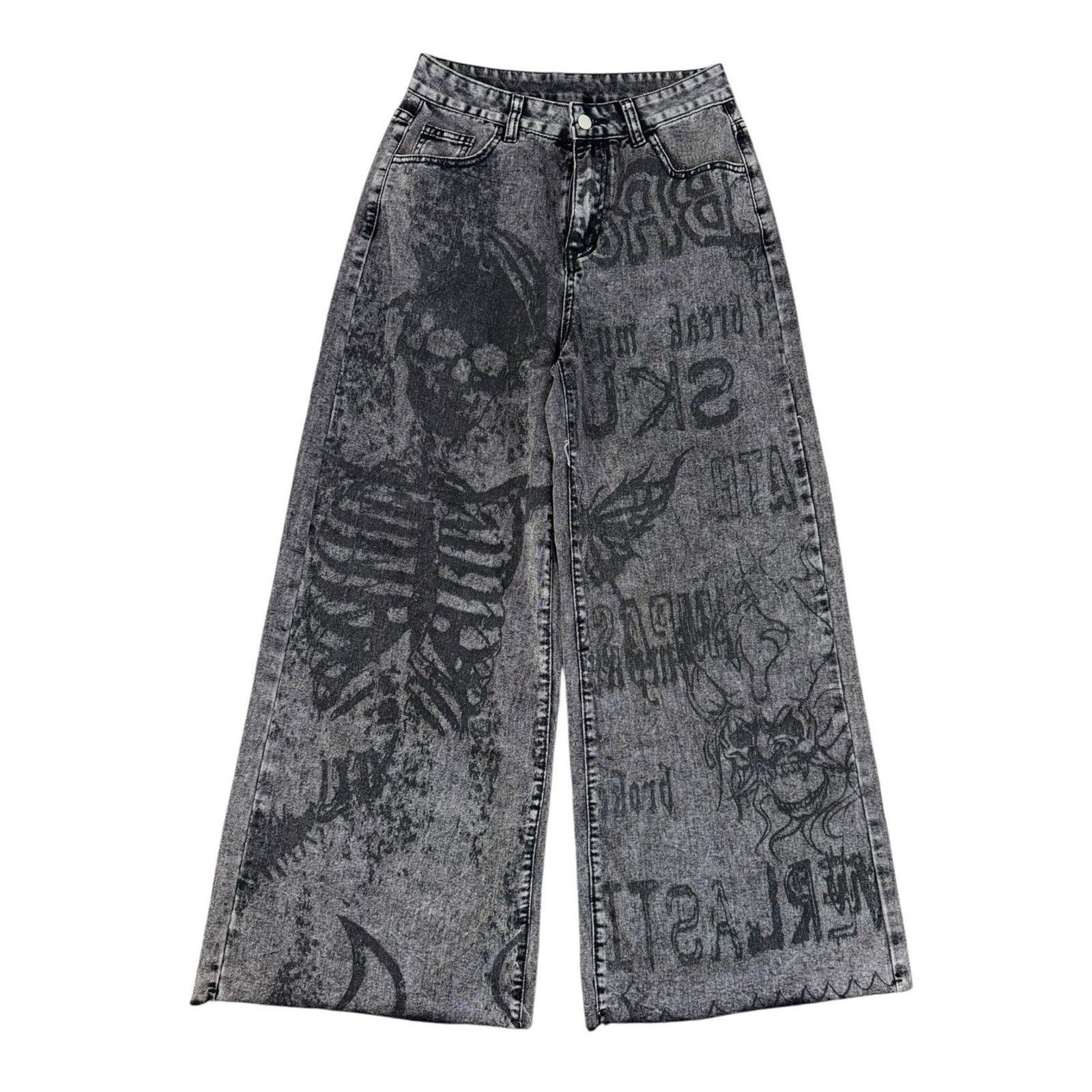 Other Vintage Washed Skull Butterfly Tattoo Jeans Goth Grunge Punk Size 28" / US 6 / IT 42 - 3 Thumbnail