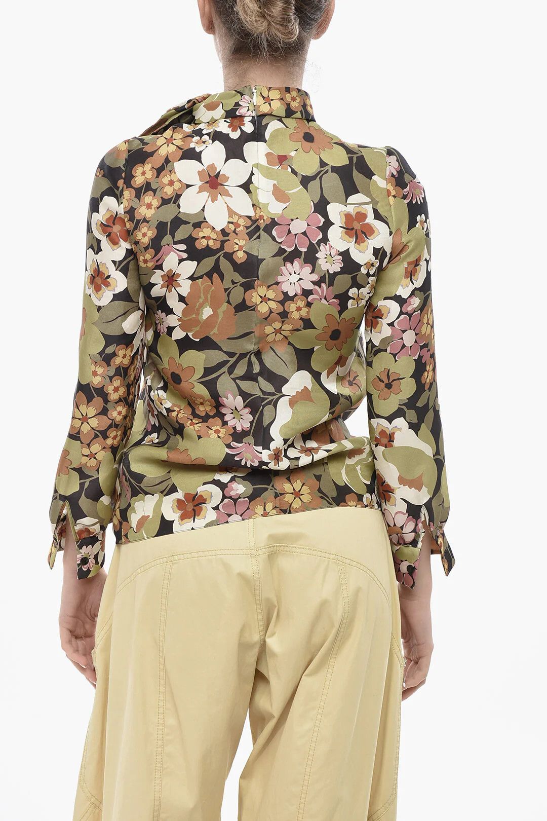 Celine og1mm0326 Silk-Organza Tie-Neck Blouse in Green Size XS / US 0-2 / IT 36-38 - 2 Thumbnail