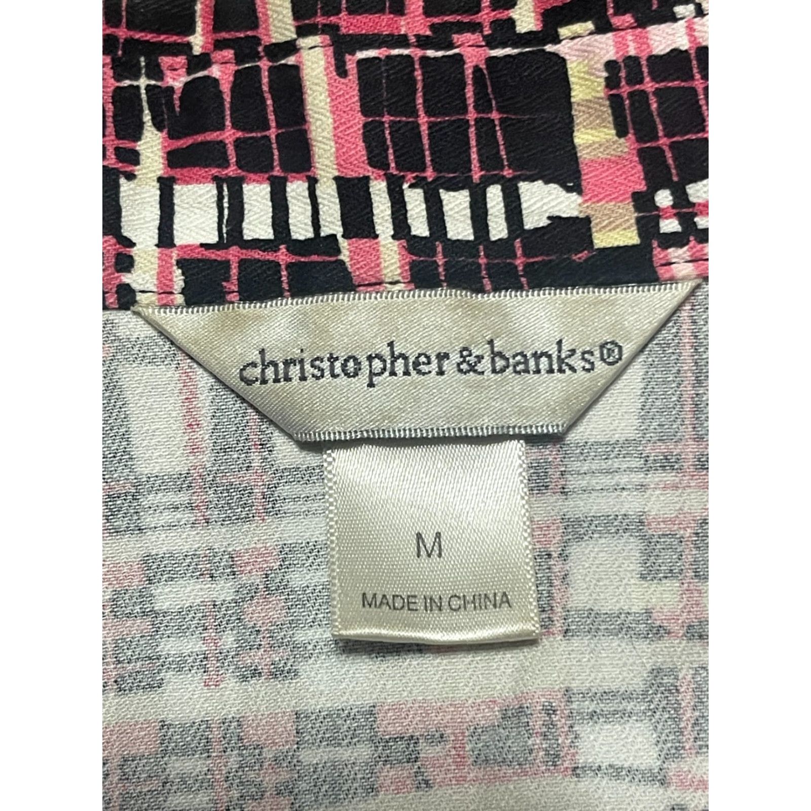 Vintage Christopher & Banks Blazer Women's Medium Pink White Black Button Up Size M / US 6-8 / IT 42-44 - 6 Thumbnail