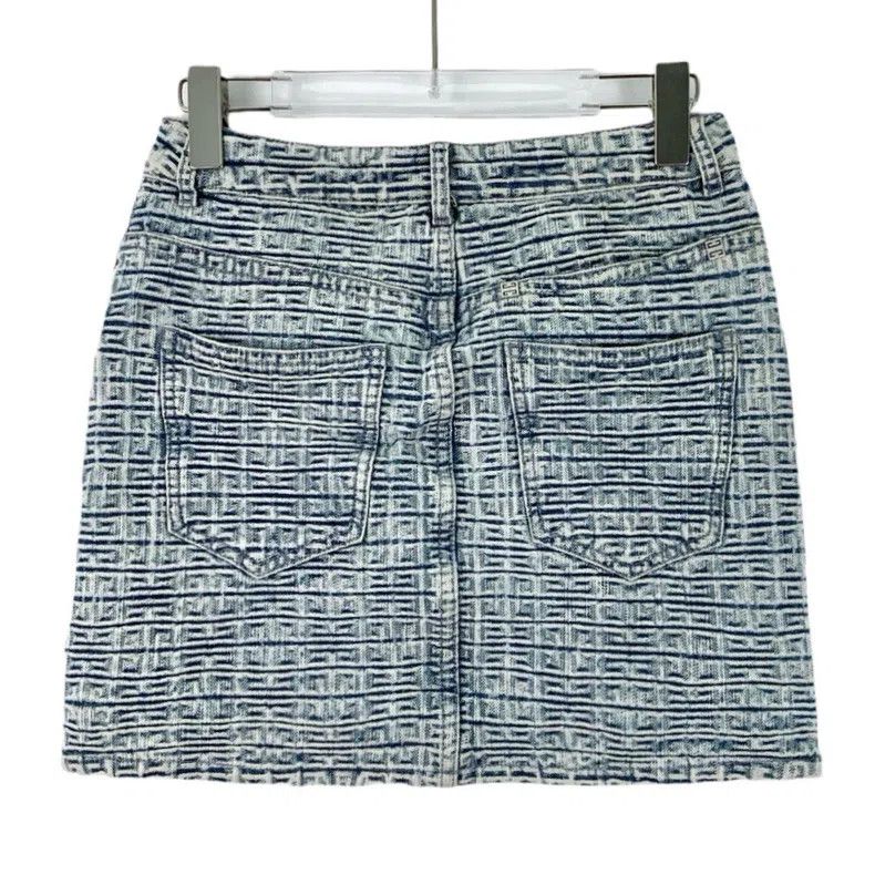 Givenchy Givenchy Light Blue Logo Monogram Cotton Casual Denim Skir Size 37" - 2 Thumbnail