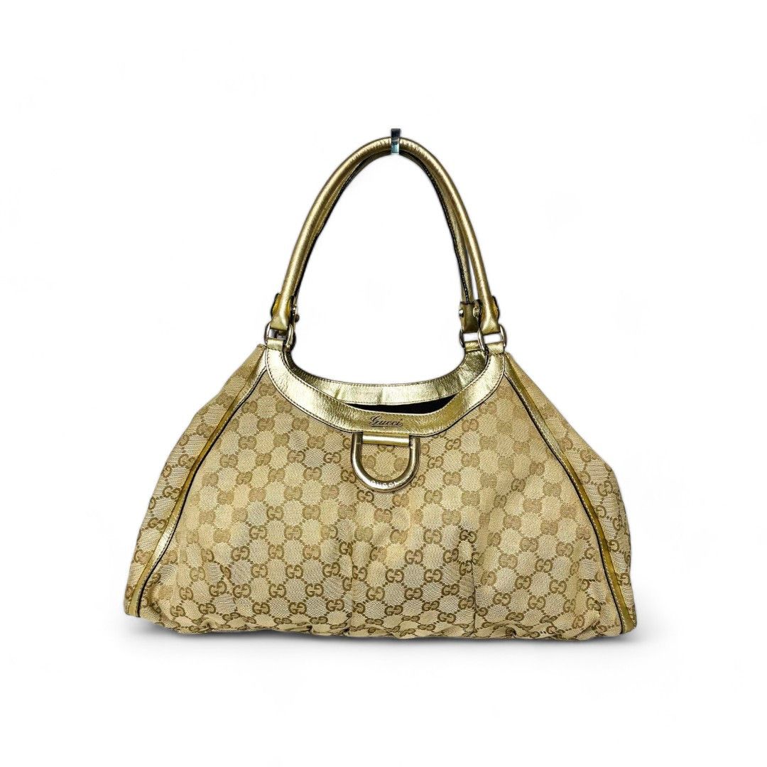 image of Gucci - Abbey Canvas Shoulder Bag Beige Brown GG Shima, Women's