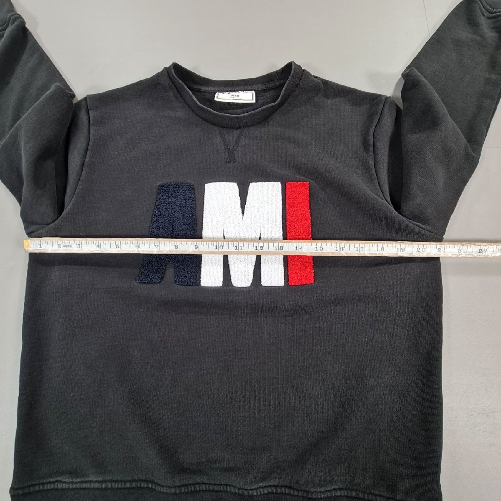 Vintage AMI Alexandre Mattiussi Sweatshirt Womens Large Black Cotton Big Logo Sweater Size L / US 10 / IT 46 - 6 Thumbnail