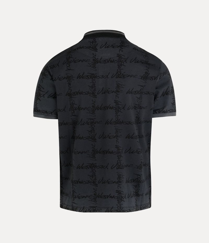 Vivienne Westwood o1f1d3z0426 All-over Monogram Logo Polo Shirt in Black Size US XL / EU 56 / 4 - 2 Thumbnail