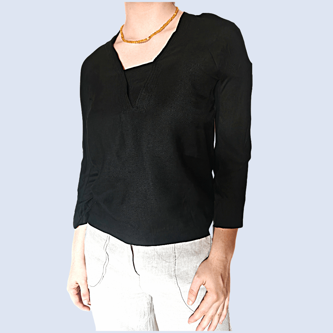 Designer × Sandro NWT Sandro Paris Black Viscose Long Sleeve Blouse size S-M Size M / US 6-8 / IT 42-44 - 1 Thumbnail