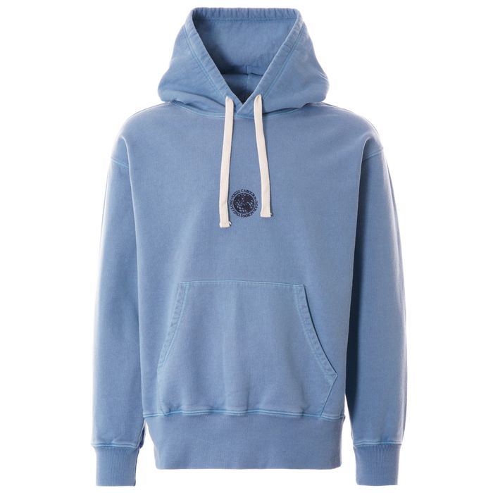 Nigel Cabourn NEW Embroidered Logo Hoodie Washed Blue S