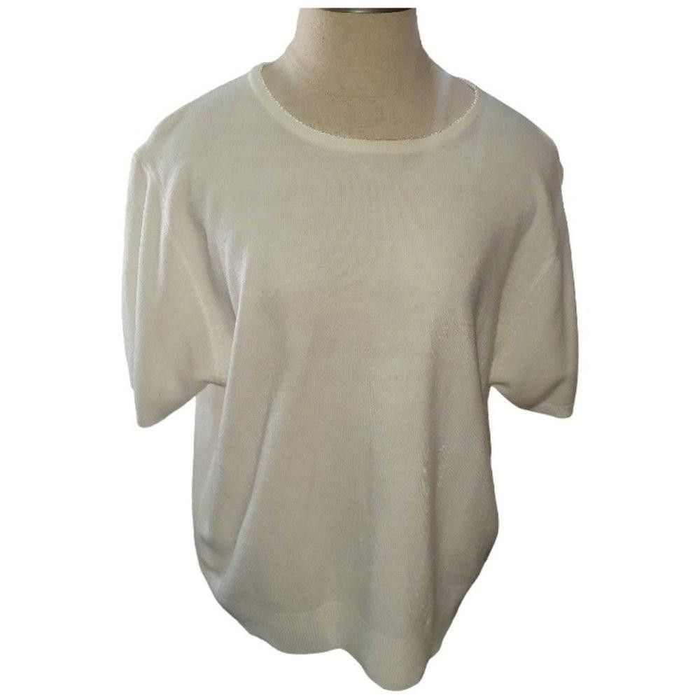 Designer CT902 Carolyn Taylor White Round Neck Sweater XL Size XL / US 12-14 / IT 48-50 - 1 Thumbnail