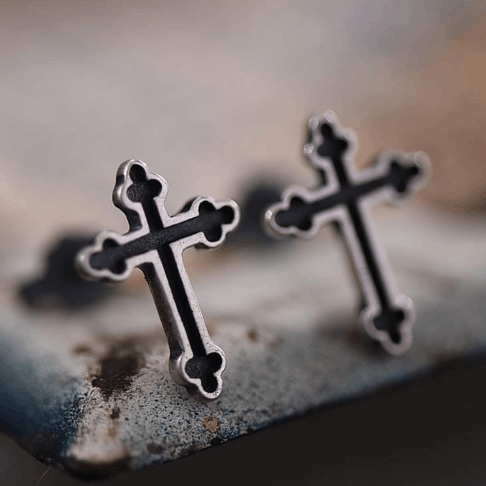 Jewelry Black Cross Stud Earrings Size ONE SIZE - 5 Thumbnail
