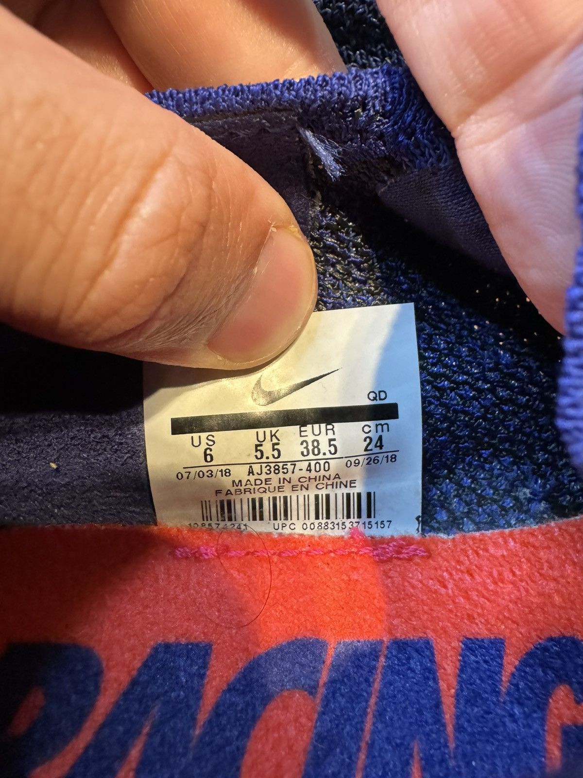 Nike Nike Zoom Vaporfly 4% Flyknit Mens Size 6 Blue Running Shoes Size US 6 / EU 39 - 7 Thumbnail