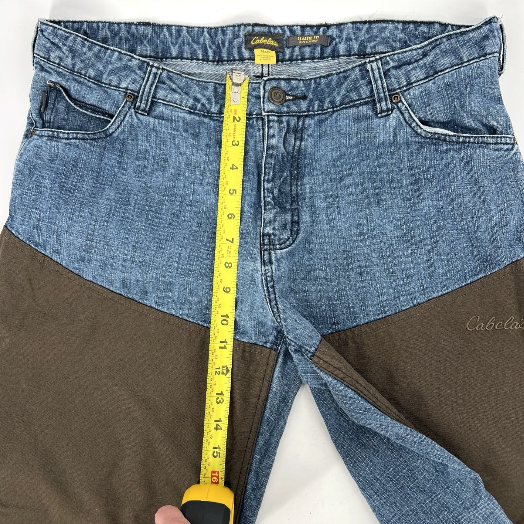 Vintage Cabela's Mens Roughneck Pants Jeans 38x34 5-Pocket Relaxed Denim Blue 100% Cotton Button Closure Belt Loops Double Knee Nature Cowboy 38 Mens Size US 38 / EU 54 - 5 Thumbnail