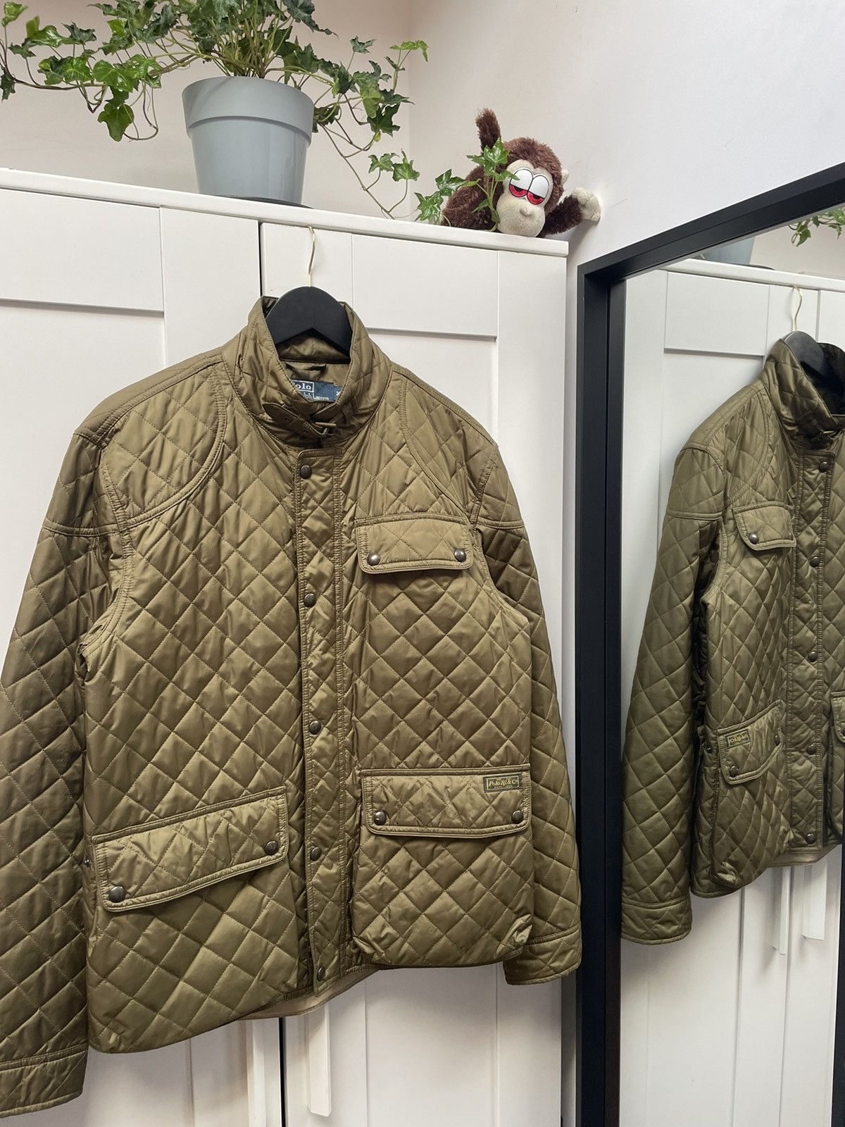 image of Polo Ralph Lauren Vintage Polo By Ralph Laurent Rl Quilted Jacket Khaki in Khaki Gold (Size XL)