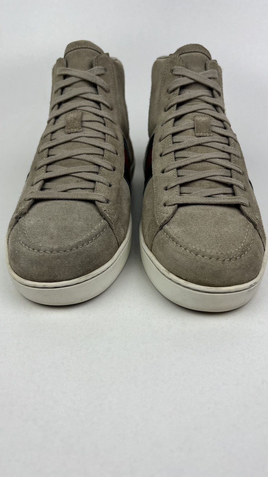 Gucci GUCCI Sneakers Suede Hi Top Shoes Web Stripe Logo Baige Mens Size US 7.5 / EU 40-41 - 5 Thumbnail