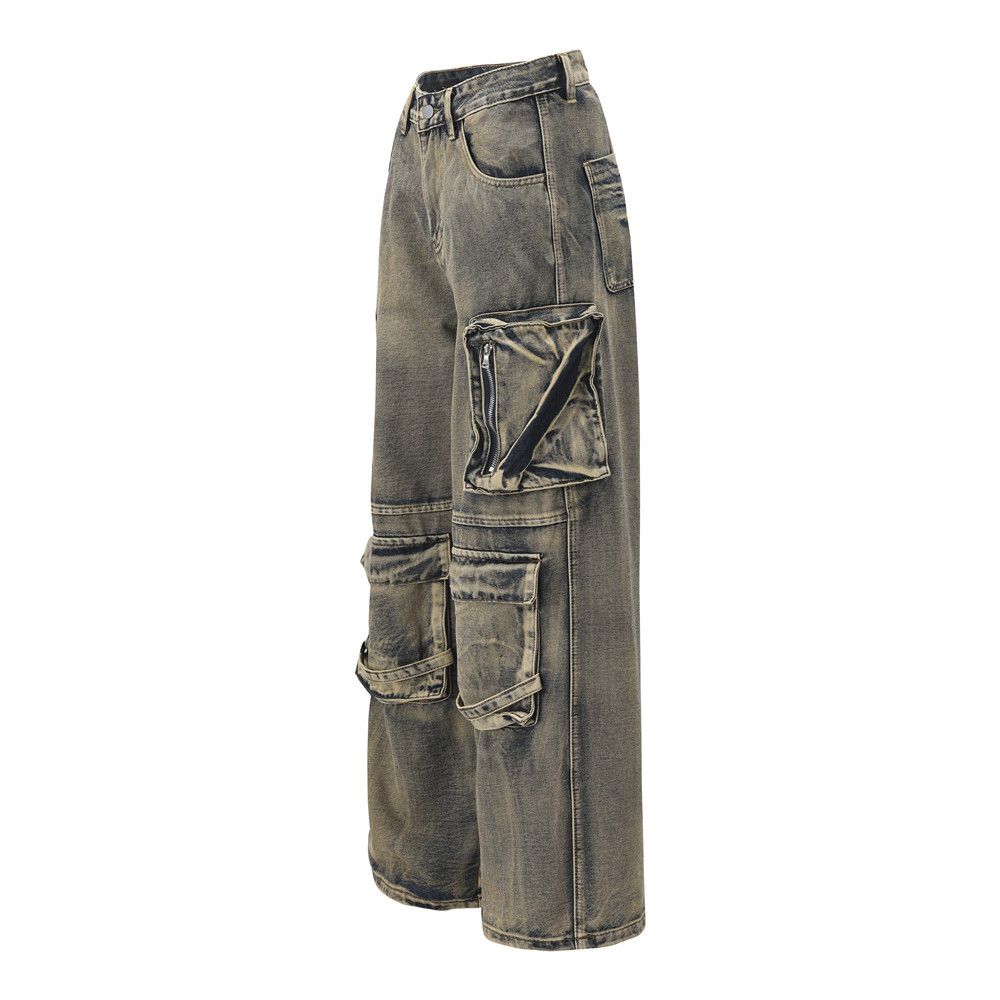 Japanese Brand Gray Distressed Multipocket Workwear Baggy Denim Size US 31 - 6 Thumbnail