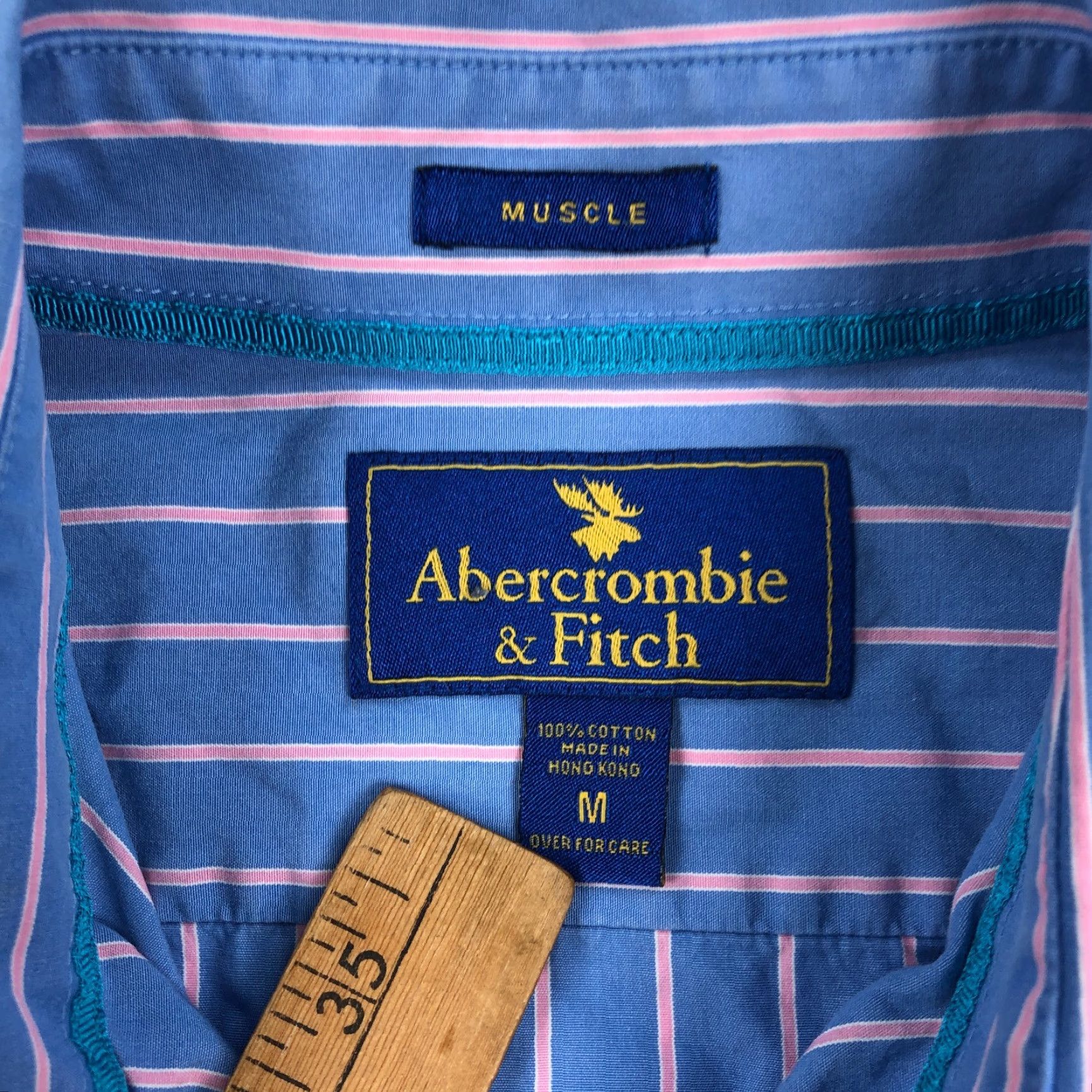 Abercrombie & Fitch Abercrombie & Fitch Shirt Mens Medium Muscle Fit Vintage Y2K Stripe Button-Up Collared Long Sleeve Blue Size US M / EU 48-50 / 2 - 7 Thumbnail