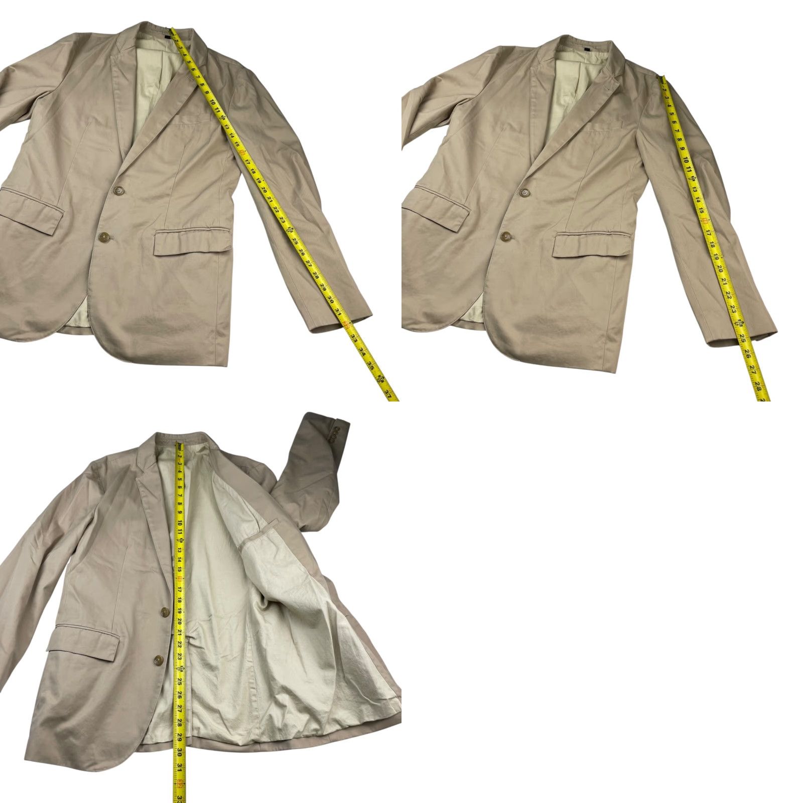 J.CREW Blazer Men Medium Beige 100% Cotton 2-Button Chino Khaki Mens