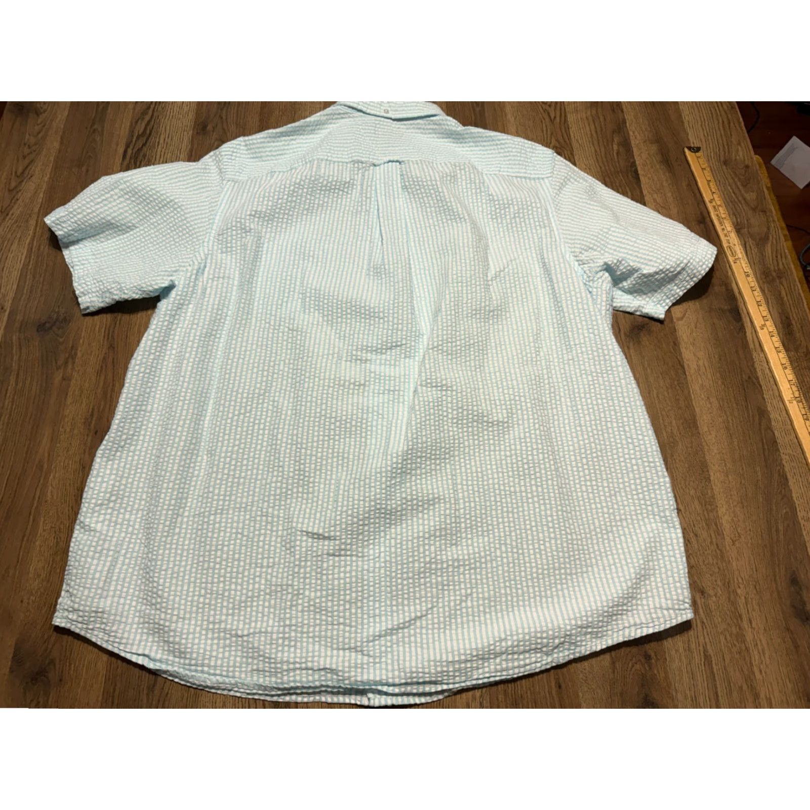 Lands' End Lands' End Shirts Men's 2XL White Blue Short Sleeve Button-Up Casual Pocket Shirt Size US XXL / EU 58 / 5 - 4 Thumbnail
