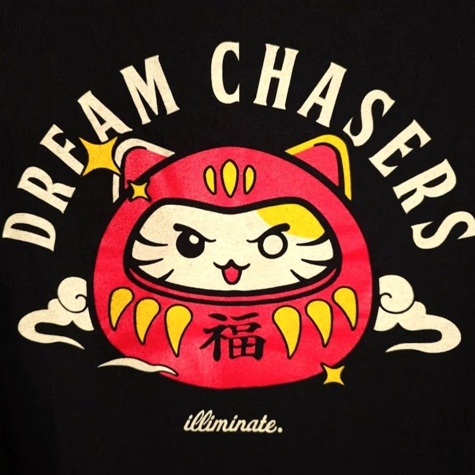 Vintage VINTAGE Japanese Neko Daruma T Shirt Mens Size Large Black Kawaii Cat Dream Chasers Size US L / EU 52-54 / 3 - 5 Thumbnail