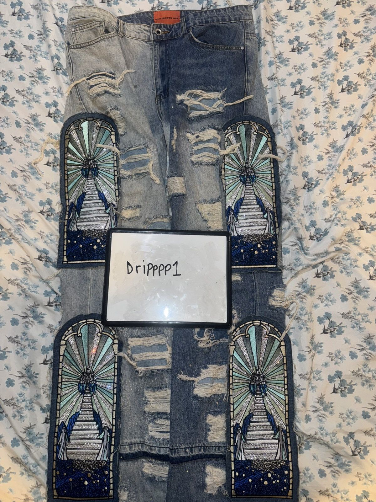 Who Decides War Who decides war rhinestone two tone denim jeans Size US 36 / EU 52 - 3 Thumbnail