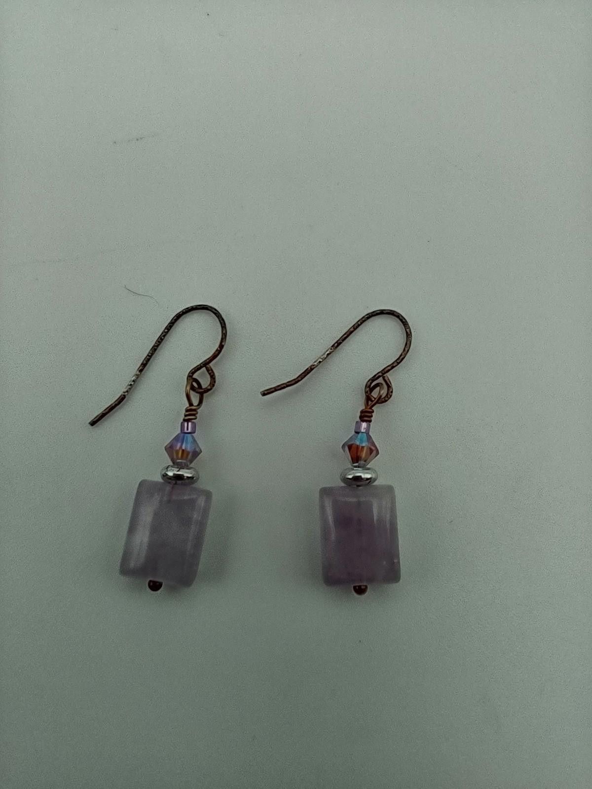 The Unbranded Brand Sterling Silver Purple Quartz Drop Earrings Petite Artisan Size ONE SIZE - 1 Thumbnail