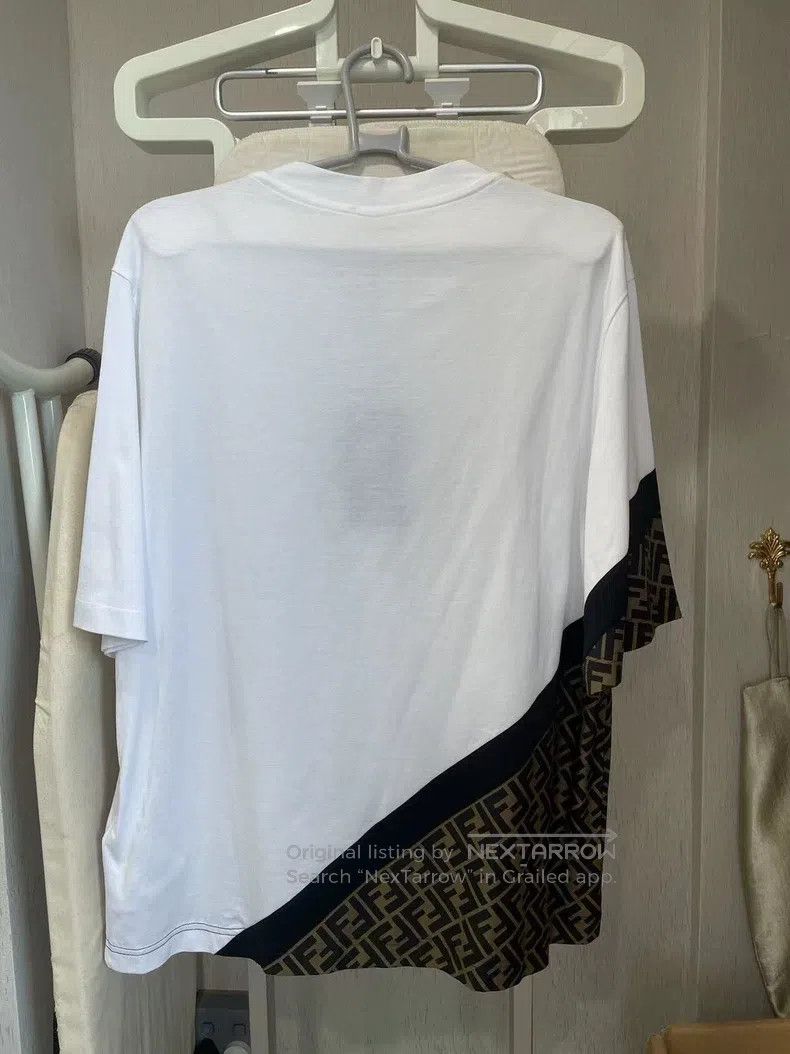 Fendi Fendi White Short Sleeve T-Shirt, Classic FF Monogram Patc Size US M / EU 48-50 / 2 - 2 Thumbnail