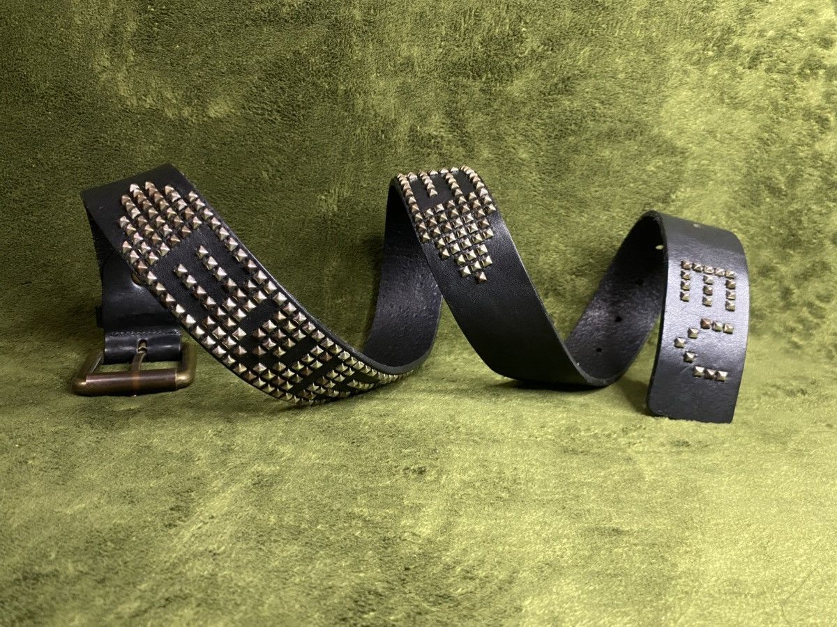 【値下げ】Evisu Paris vintage belt 白×黒ストライプ ○#LEATHER BELT WITH EYELETS AND STUDS KATE MOSS X ZARA