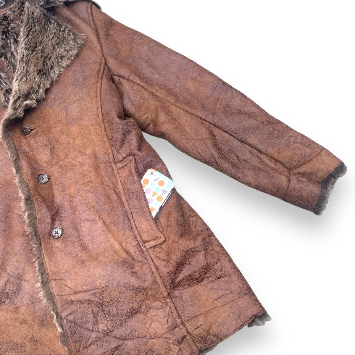 Le Grande Bleu (L.G.B.) 🇯🇵 MALE & CO SUEDE LEATHER LINED FUR SHERPA HEAVY COAT Size US M / EU 48-50 / 2 - 7 Thumbnail