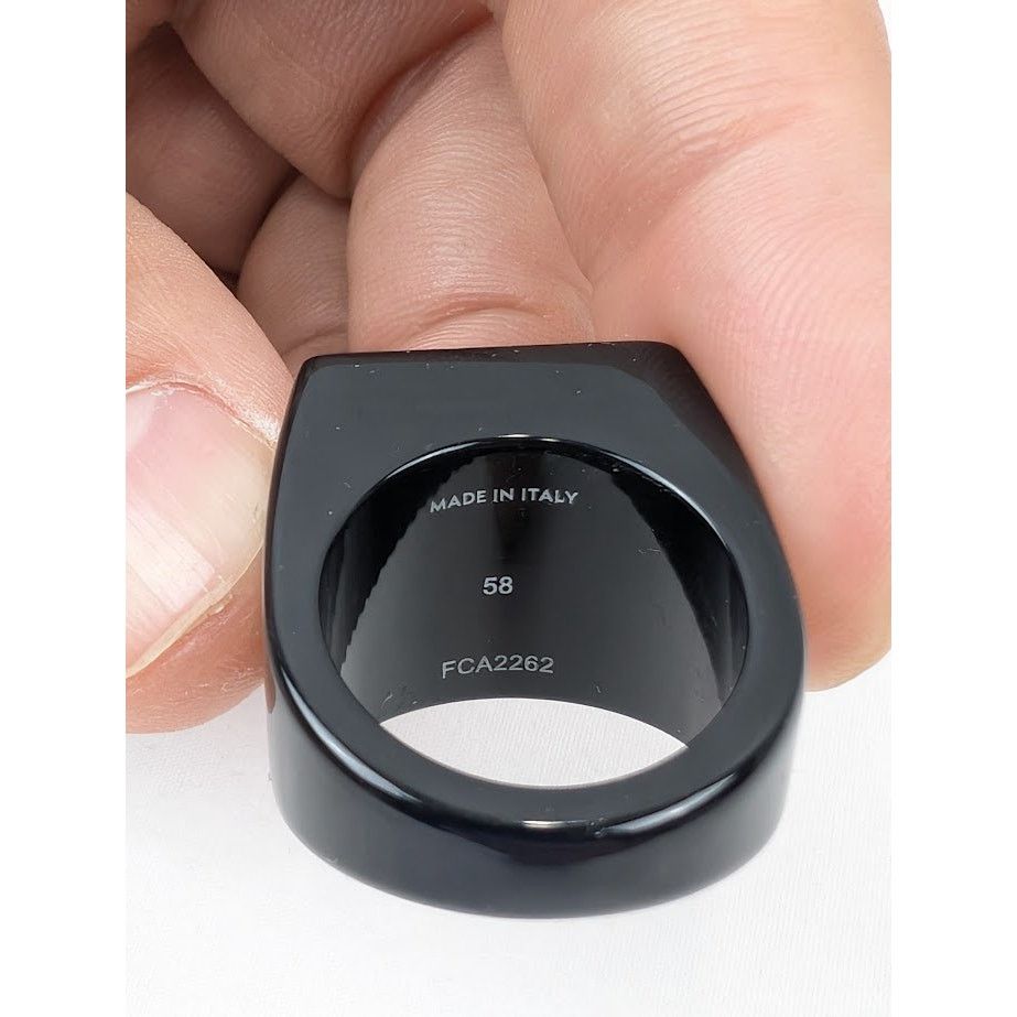 Celine o1rshd1 Size: 58 / Square Ring in Pexiglass in Black Size ONE SIZE - 7 Thumbnail
