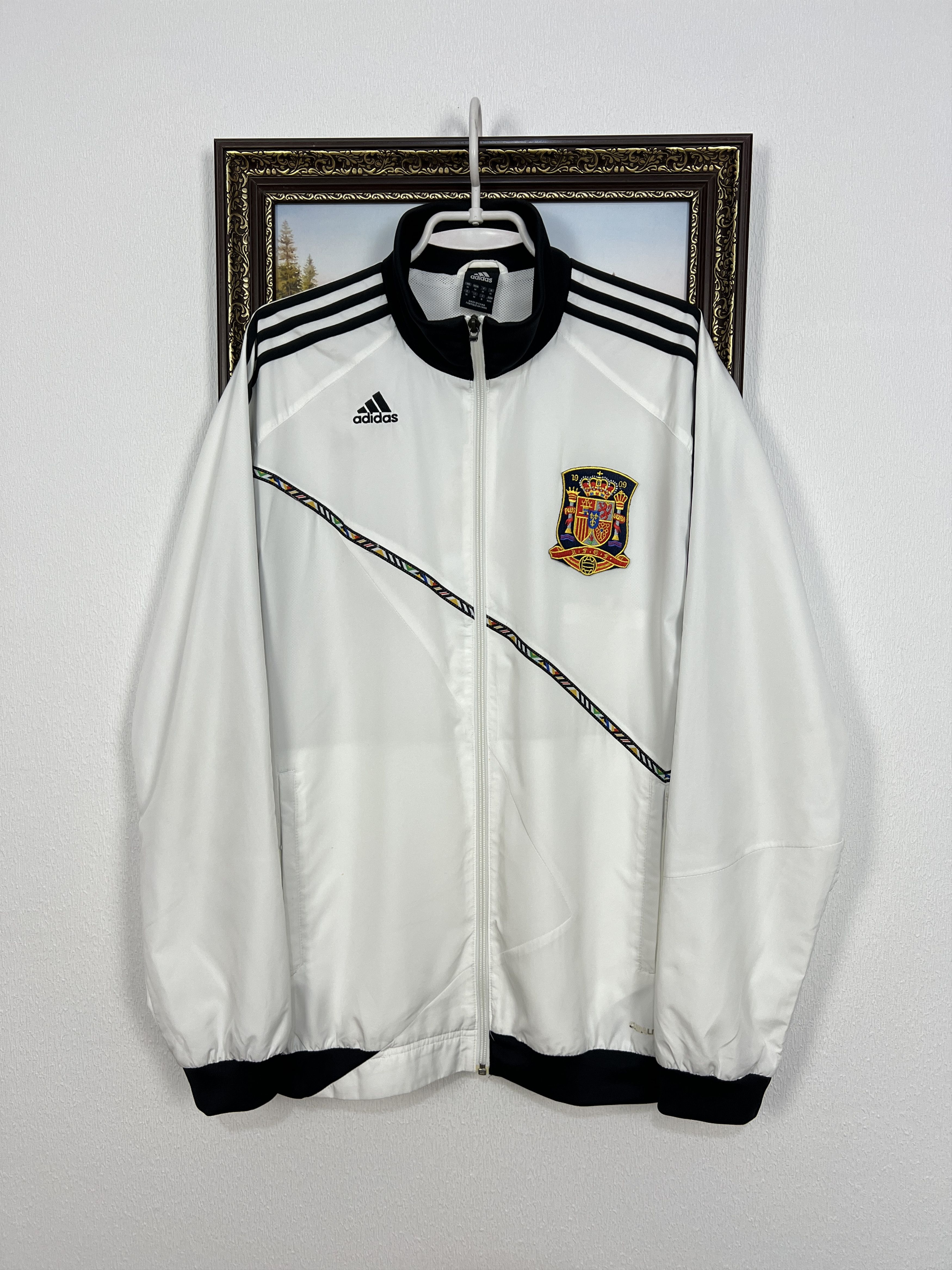 Adidas Vintage Adidas Spain White Football Jacket Soccer Track Top Size US M / EU 48-50 / 2 - 1 Thumbnail