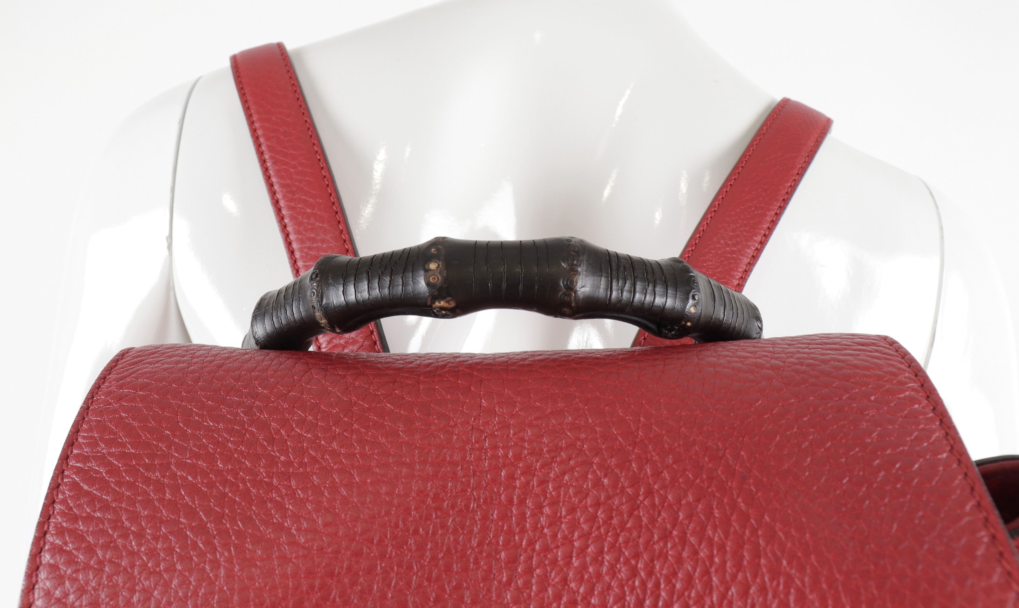 Gucci GUCCI Bamboo Tassel Leather Red Backpack Medium Size ONE SIZE - 4 Thumbnail