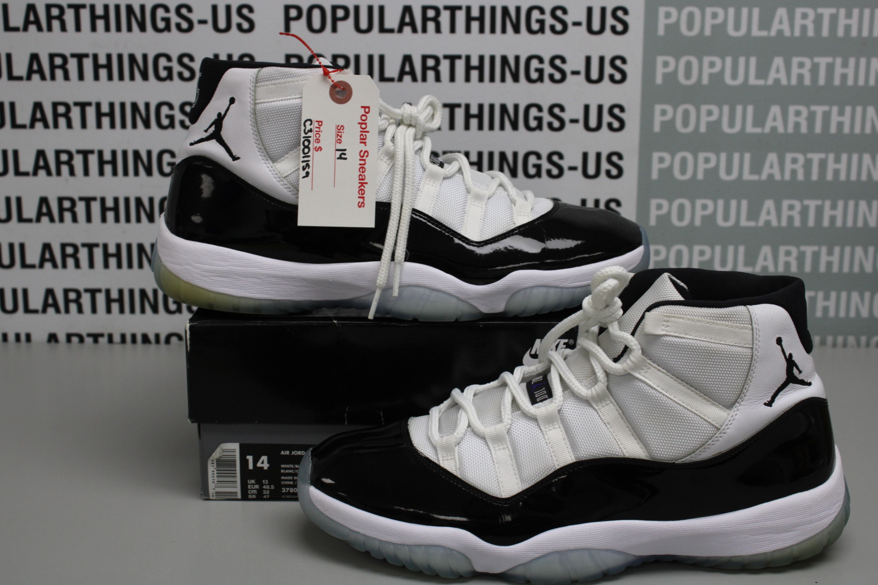 image of Air Jordan 11 Retro Concord Size 14 Shoes in White Black, Men's
