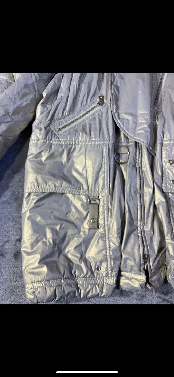 Prada Prada Silver Astro Moto Puffer Coat Size US M / EU 48-50 / 2 - 4 Thumbnail