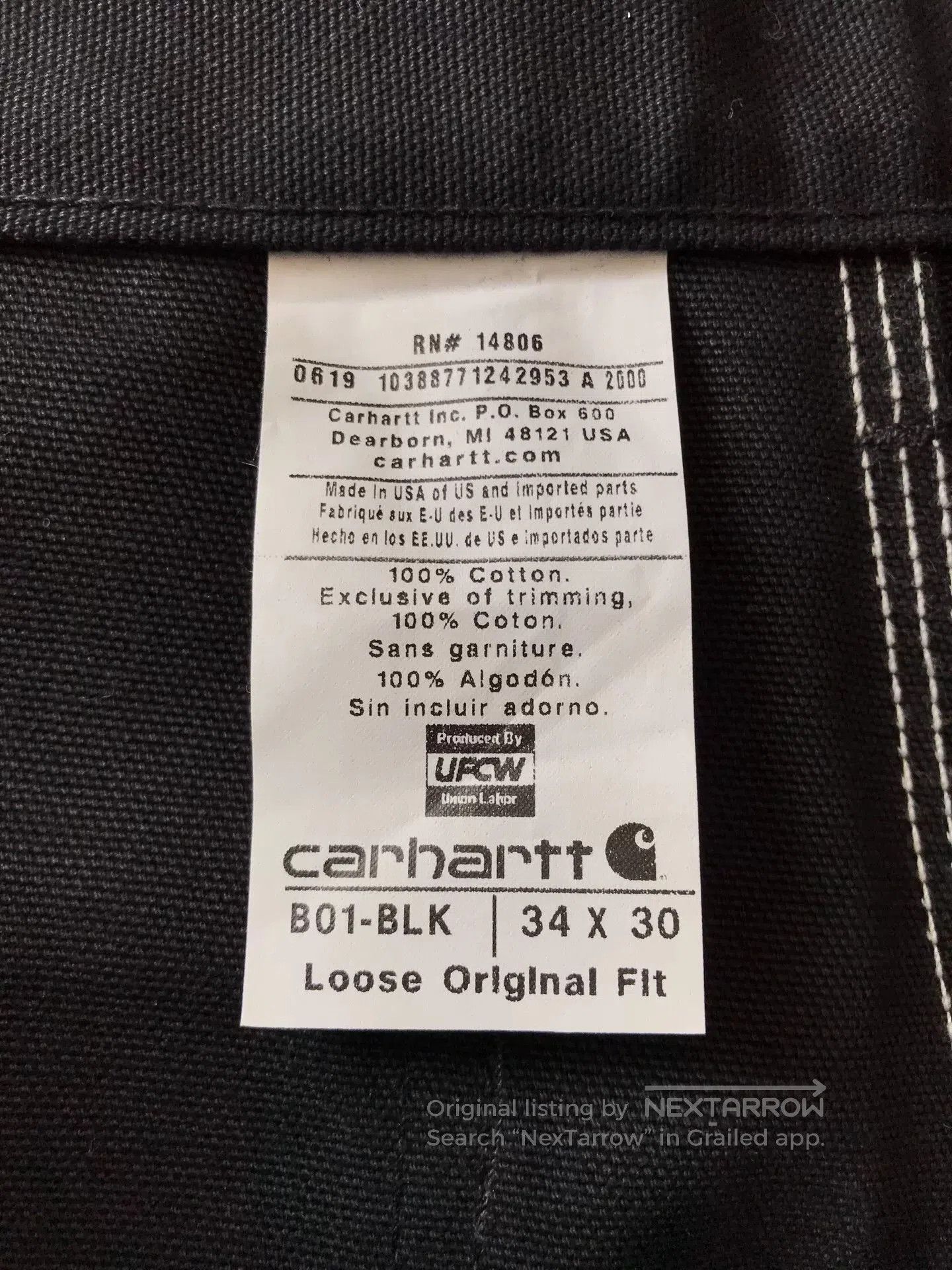 Carhartt Carhartt B01 BLK Canvas Work Pants. Size US 34 / EU 50 - 9 Thumbnail