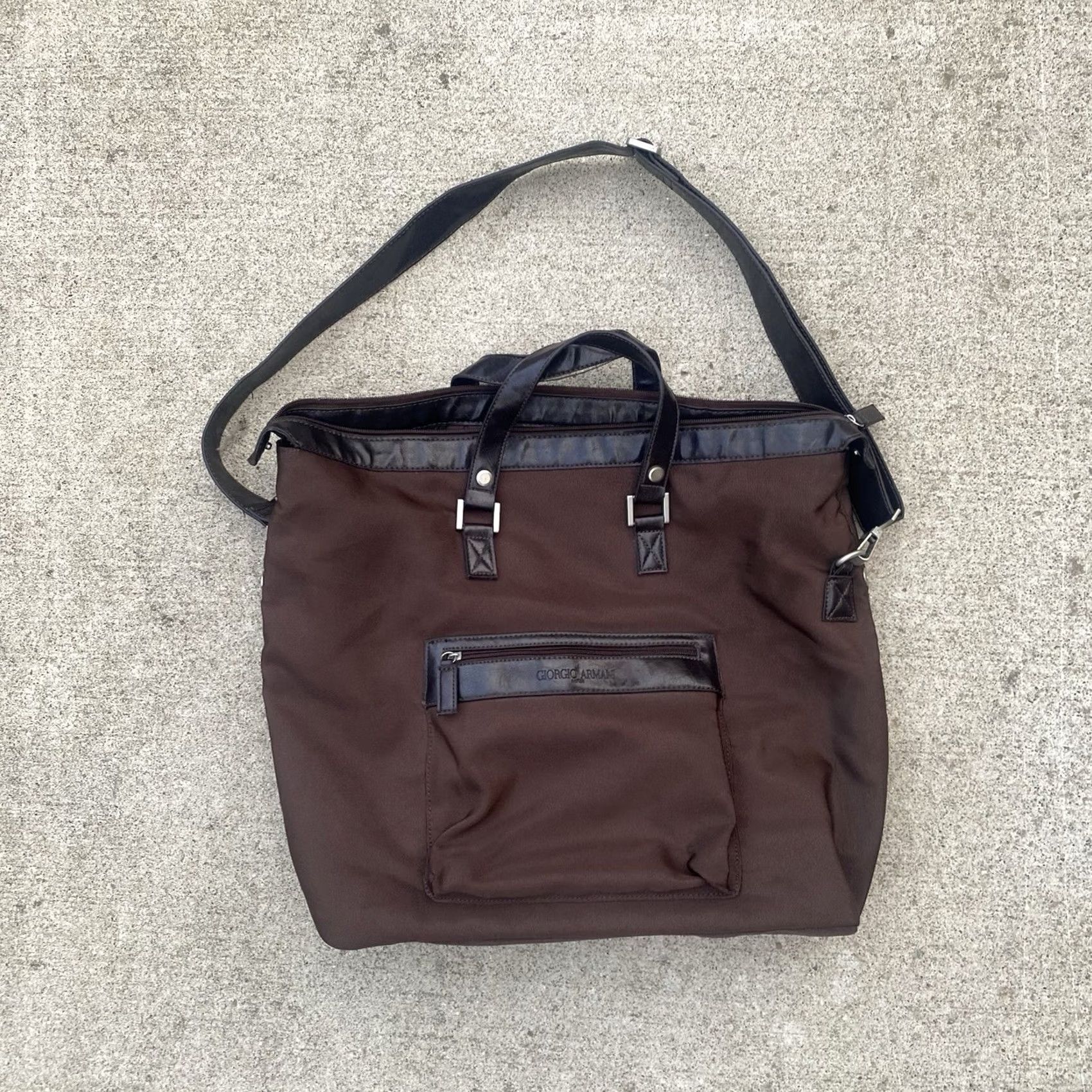 Giorgio Armani VINTAGE Giorgio Armani Travel Tote Bag Large Brown Canvas & Leather Trim Large Size ONE SIZE - 2 Thumbnail